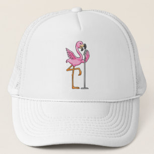 Flamingo vid singel med mikrofon keps
