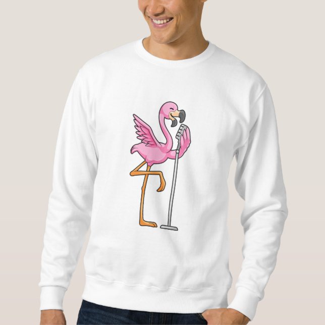 Flamingo vid singel med mikrofon lång ärmad tröja (Framsida)