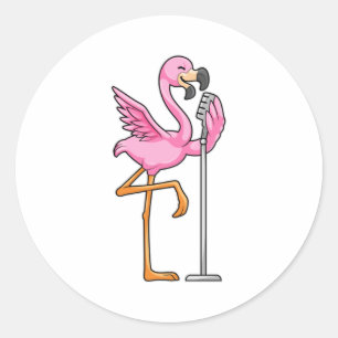 Flamingo vid singel med mikrofon runt klistermärke