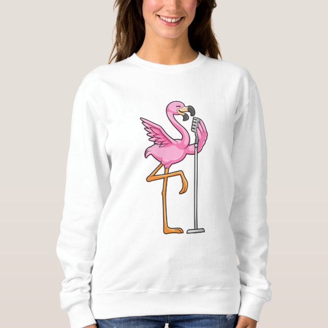 Flamingo vid singel med mikrofon t shirt (Framsida)