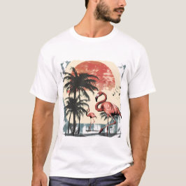 Flamingo vid stranden vid stranden vid stranden vi t shirt