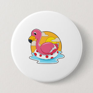 Flamingo vid Swimming med livboj Knapp