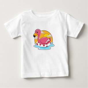 Flamingo vid Swimming med livboj T Shirt