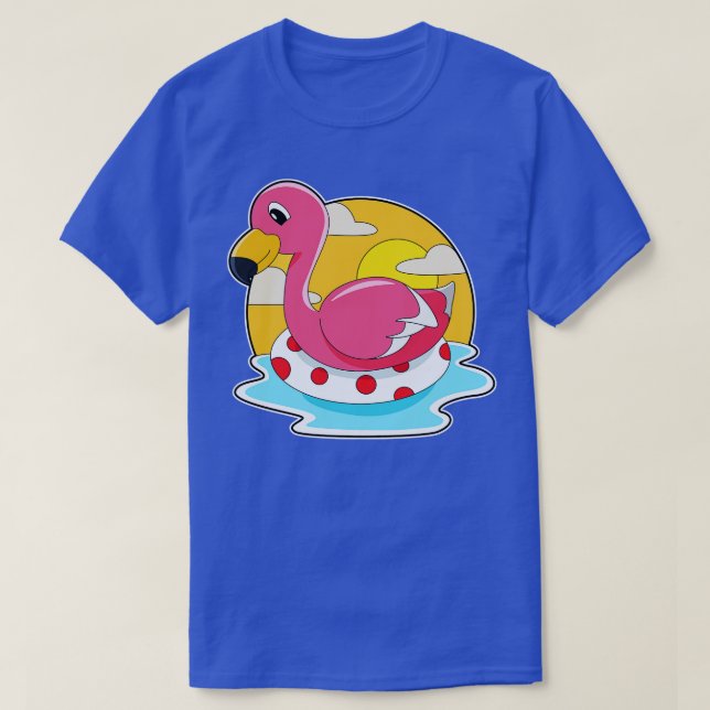 Flamingo vid Swimming med livboj T Shirt (Design framsida)