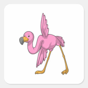 Flamingo vid Yoga Stretching-övning Fyrkantigt Klistermärke