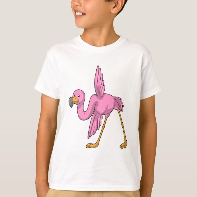 Flamingo vid Yoga Stretching-övning T Shirt (Framsida)