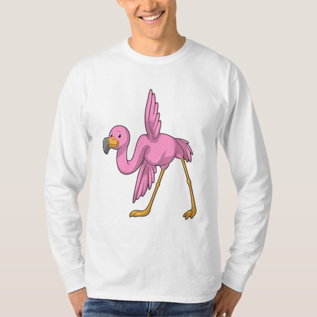 Flamingo vid Yoga Stretching-övning T Shirt (Framsida)
