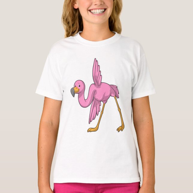 Flamingo vid Yoga Stretching-övning T Shirt (Framsida)