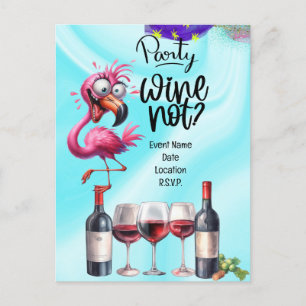 Flamingo Vinälskare Födelsedagsfest Vykort