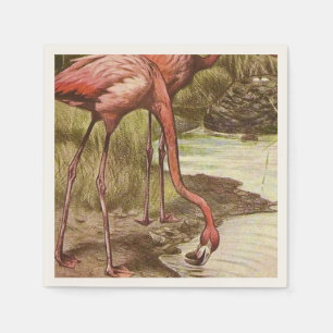 Flamingo Vintage Illustration Pappersservett