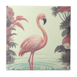 Flamingo Vintage Rosa Bird Kakelplatta