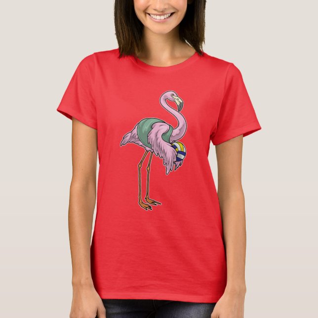 Flamingo Volleybollspelare Volleyboll T Shirt (Framsida)