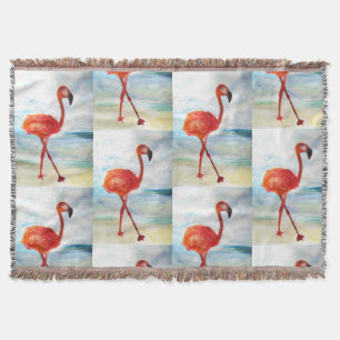 Flamingo Watercolor Art Throw Blanket Filt