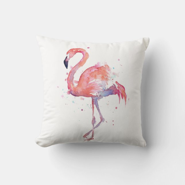 Flamingo Watercolor Kudde (Framsida)