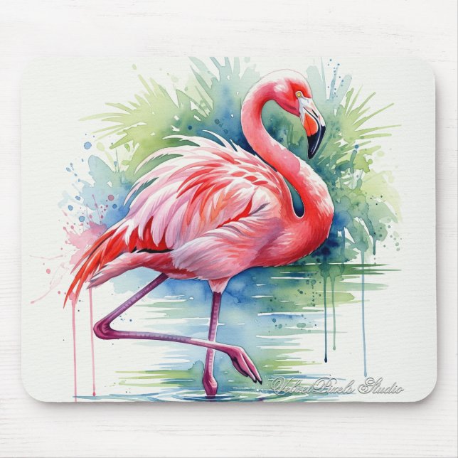 Flamingo Watercolor Mousepad Musmatta (Framsidan)