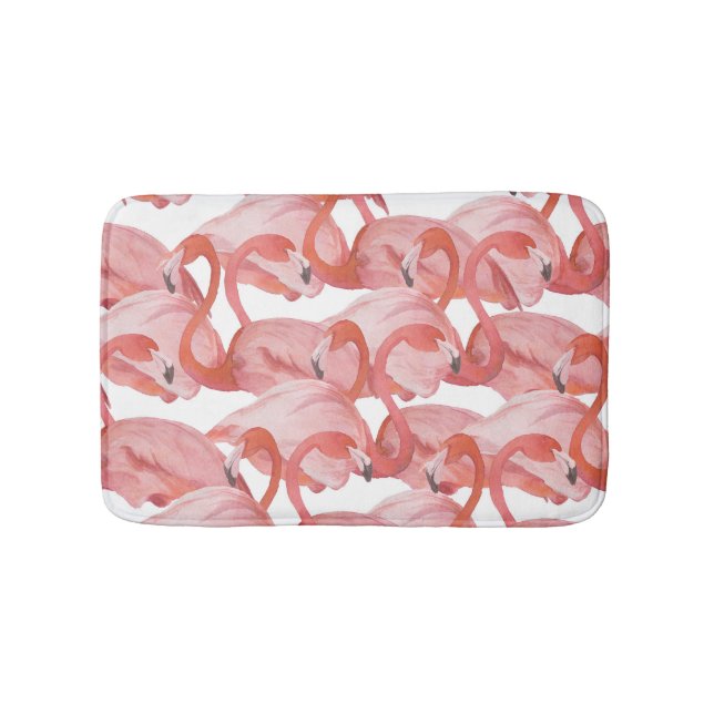 Flamingo Watercolor: Sömlös Mönster Badrumsmatta (Framsidan)