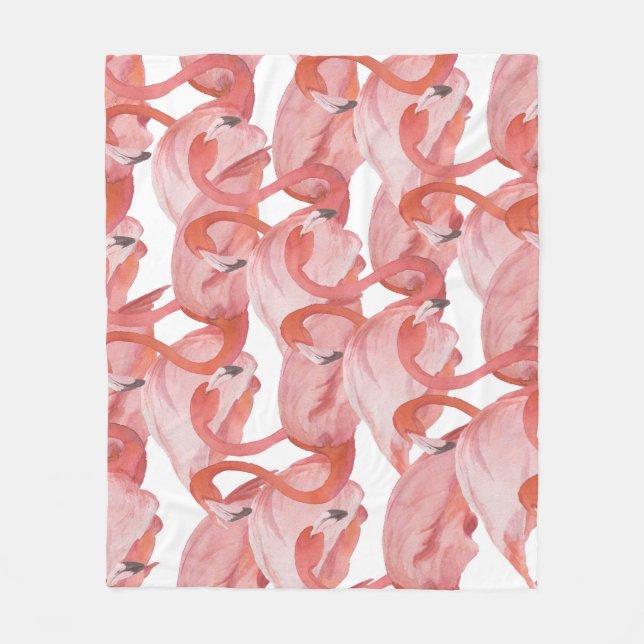 Flamingo Watercolor: Sömlös Mönster Fleecefilt (Framsidan)