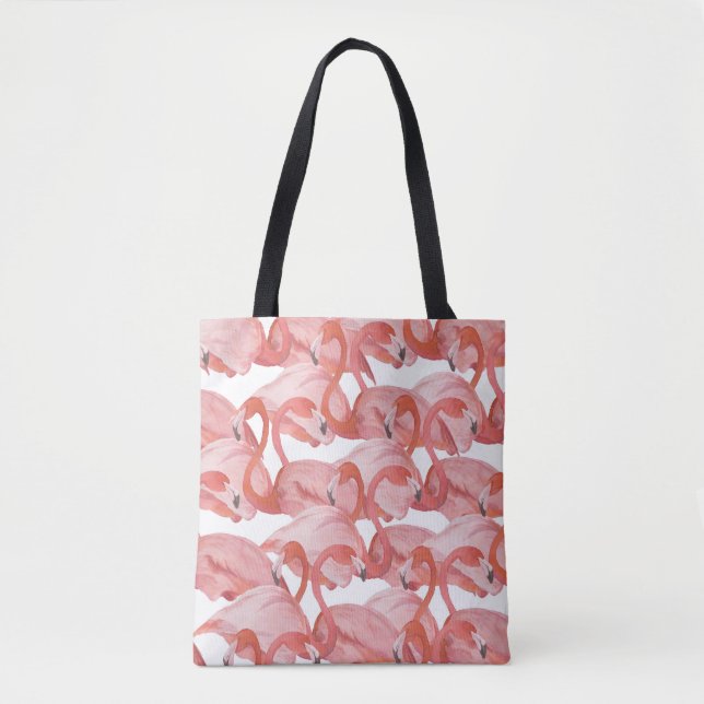 Flamingo Watercolor: Sömlös Mönster Tygkasse (Framsida)
