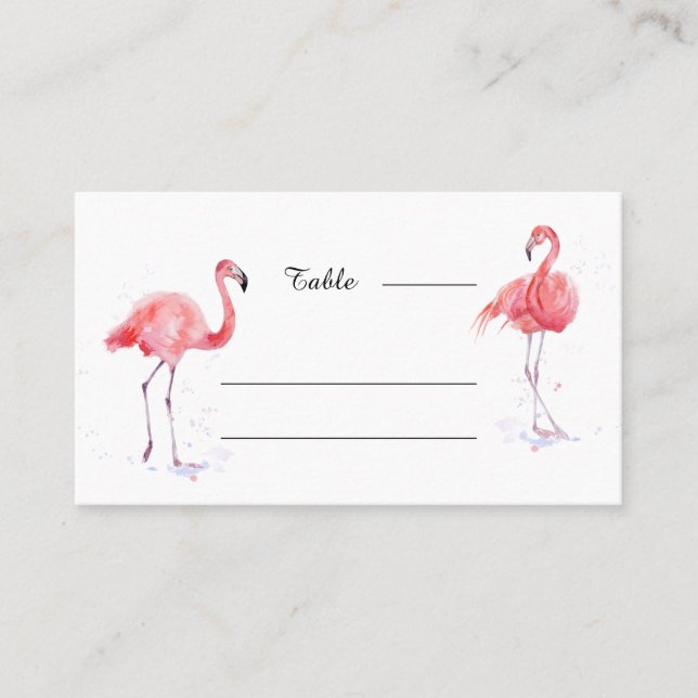 Flamingo Watercolor, vacker Rosa Placeringskort (Framsida)