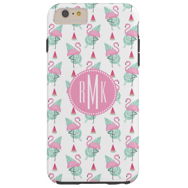 Flamingo & Watermelon Pastel Mönster Case-Mate iPhone Skal (Baksidan)