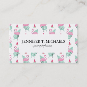 Flamingo & Watermelon Pastel Mönster Visitkort