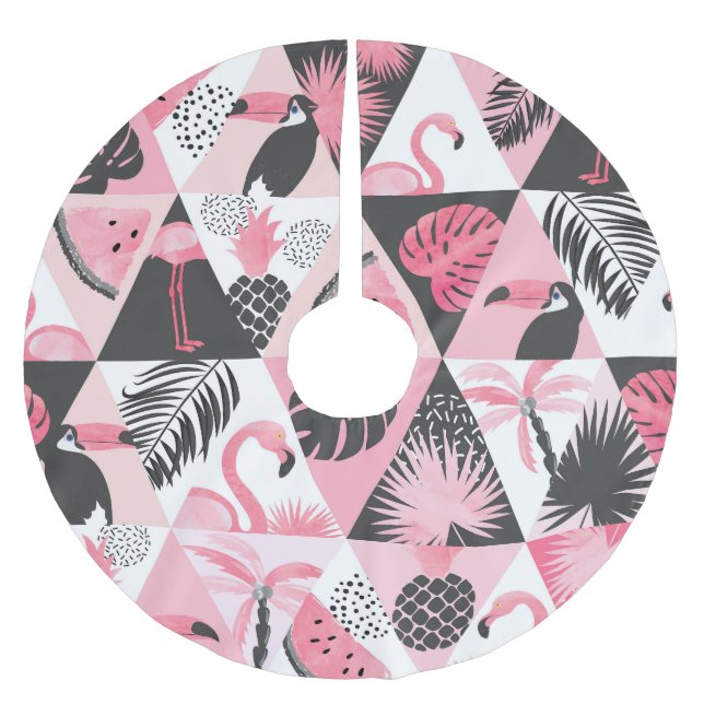Flamingo Watermelon Seamless. Julgransmatta Borstad Polyester (Framsidan)