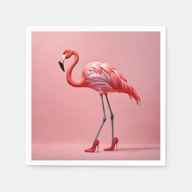 Flamingo Wearing Red Högklackars Pappersservett (Framsidan)