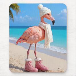 Flamingo Wearing Winter Scarf and Boots Musmatta