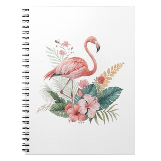 Flamingo With Flowers Anteckningsbok (Framsidan)