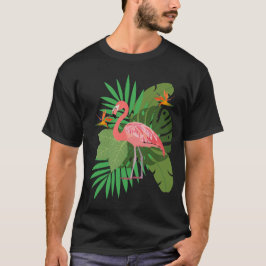 Flamingo with leaves t shirt