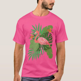 Flamingo with leaves t shirt