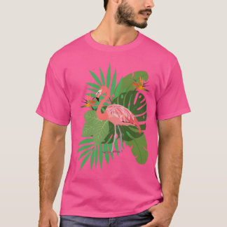 Flamingo with leaves t shirt