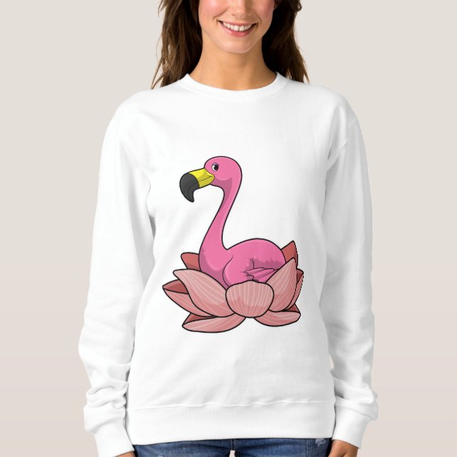 Flamingo with Lotus flower T Shirt (Framsida)