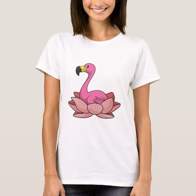 Flamingo with Lotus flower T Shirt (Framsida)