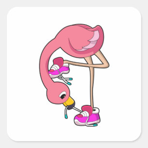 Flamingo with Shoes Fyrkantigt Klistermärke