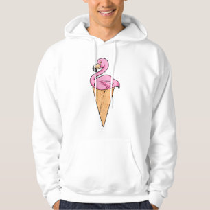 Flamingo with Waffle of Ice kräm Hoodie