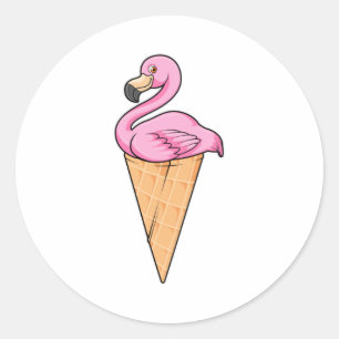 Flamingo with Waffle of Ice kräm Runt Klistermärke