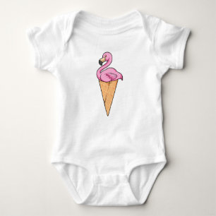 Flamingo with Waffle of Ice kräm T Shirt