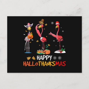 Flamingo Womens Flamingo Lycklig HalloThanksmas Inbjudan Vykort