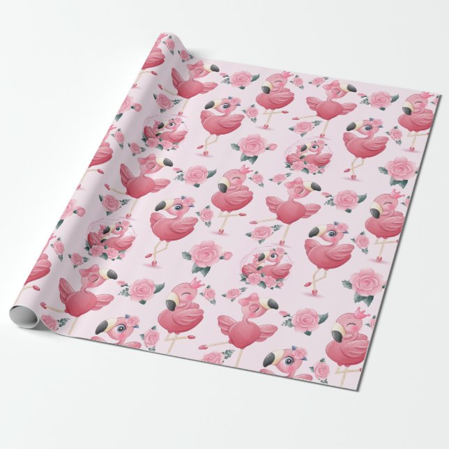 Flamingo Wrapping Papper Presentpapper (Utrullad)