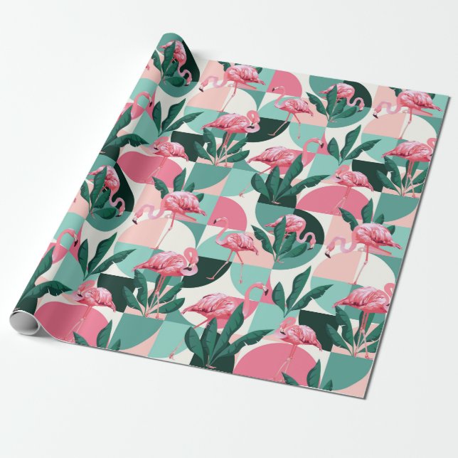 Flamingo Wrapping Papper Presentpapper (Utrullad)