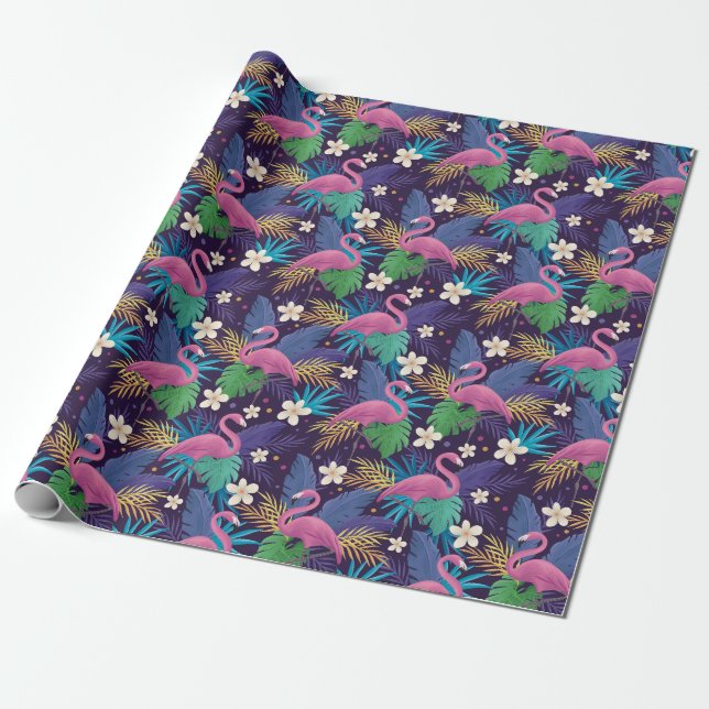 Flamingo Wrapping Papper Presentpapper (Utrullad)