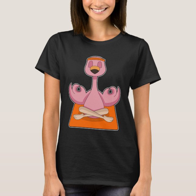 Flamingo Yoga Fitness Meditation T Shirt (Framsida)