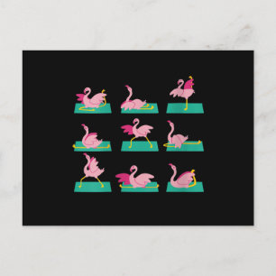 Flamingo Yoga Poser Meditation Träning Övning Inbjudan Vykort
