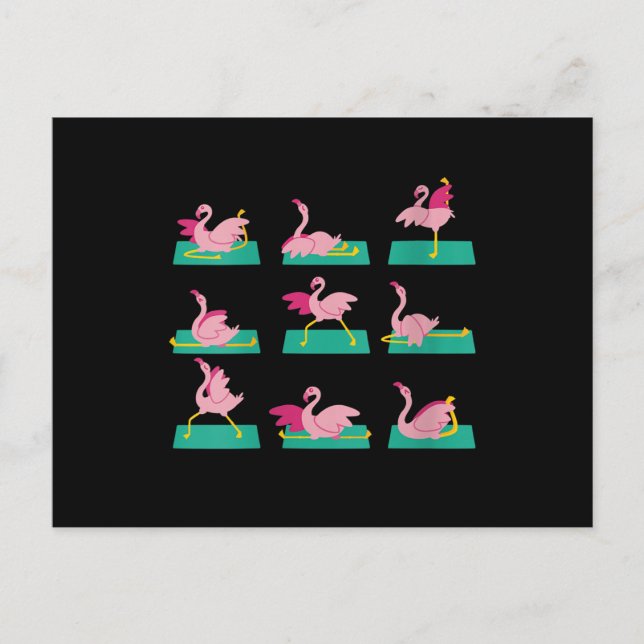 Flamingo Yoga Poser Meditation Träning Övning Inbjudan Vykort (Framsida)