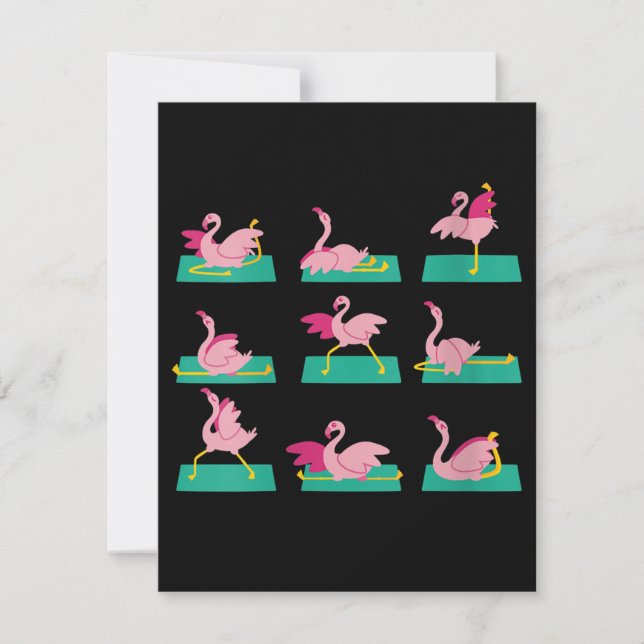 Flamingo Yoga Poser Meditation Träning Övning Inbjudningar (Framsida)