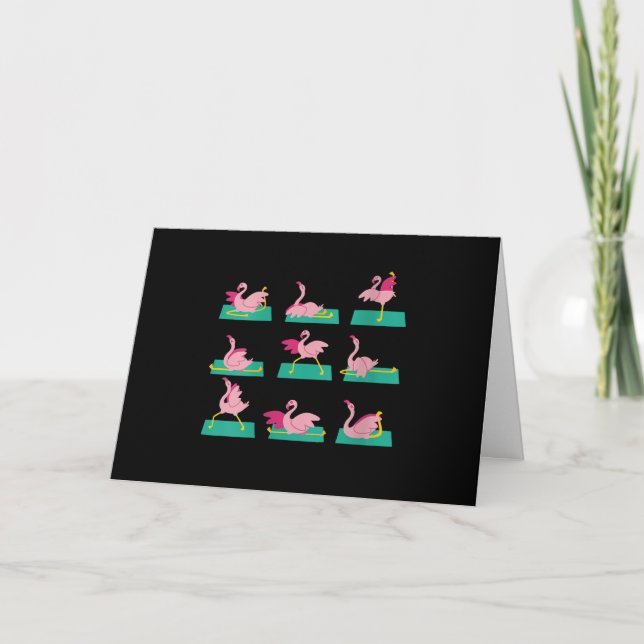 Flamingo Yoga Poses Meditation Workout Kort (Framsida)