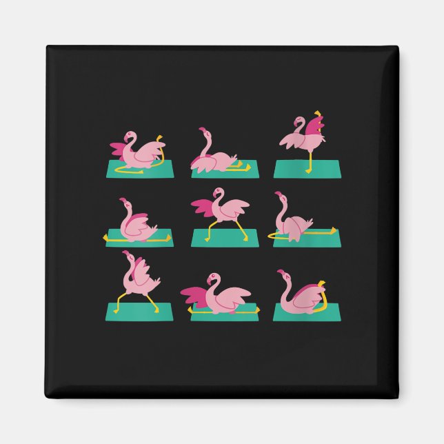 Flamingo Yoga Poses Meditation Workout Magnet (Framsidan)