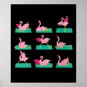 Flamingo Yoga Poses Meditation Workout Poster