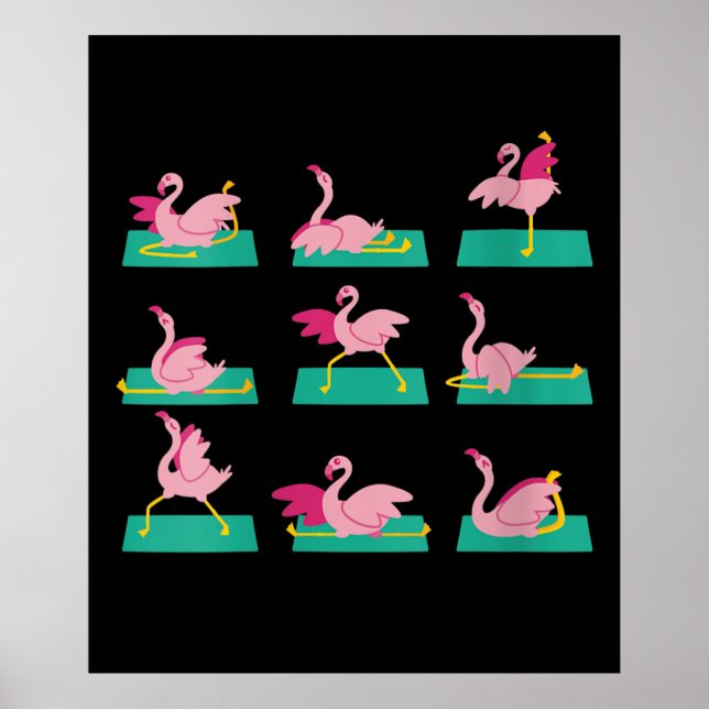 Flamingo Yoga Poses Meditation Workout Poster (Framsidan)